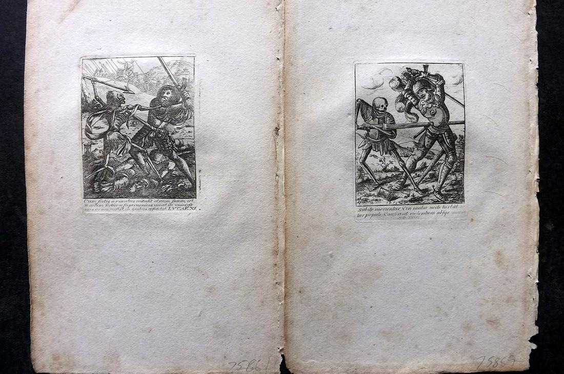 Holbein, Hans 1811 Pair of Dance of Death Prints. Skeleton (1 of 2)
