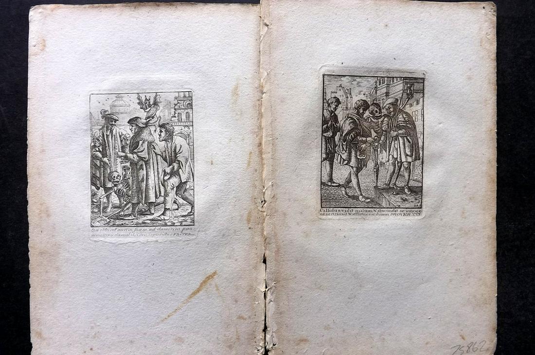 Holbein, Hans 1811 Pair of Dance of Death Prints. Skeleton (1 of 2)