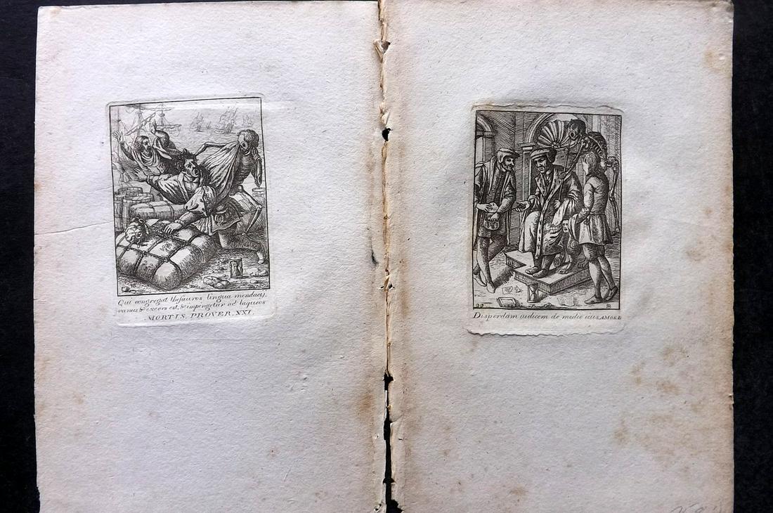 Holbein, Hans 1811 Pair of Dance of Death Prints. Skeleton (1 of 2)
