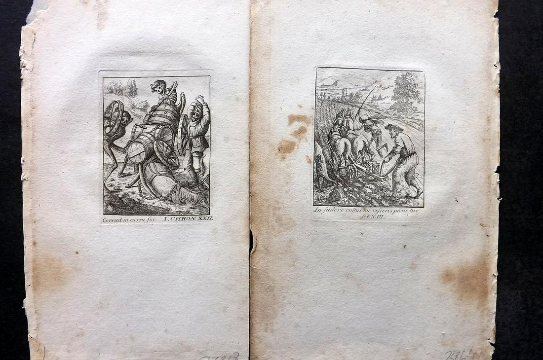 Holbein, Hans 1811 Pair of Dance of Death Prints. Skeleton (1 of 2)