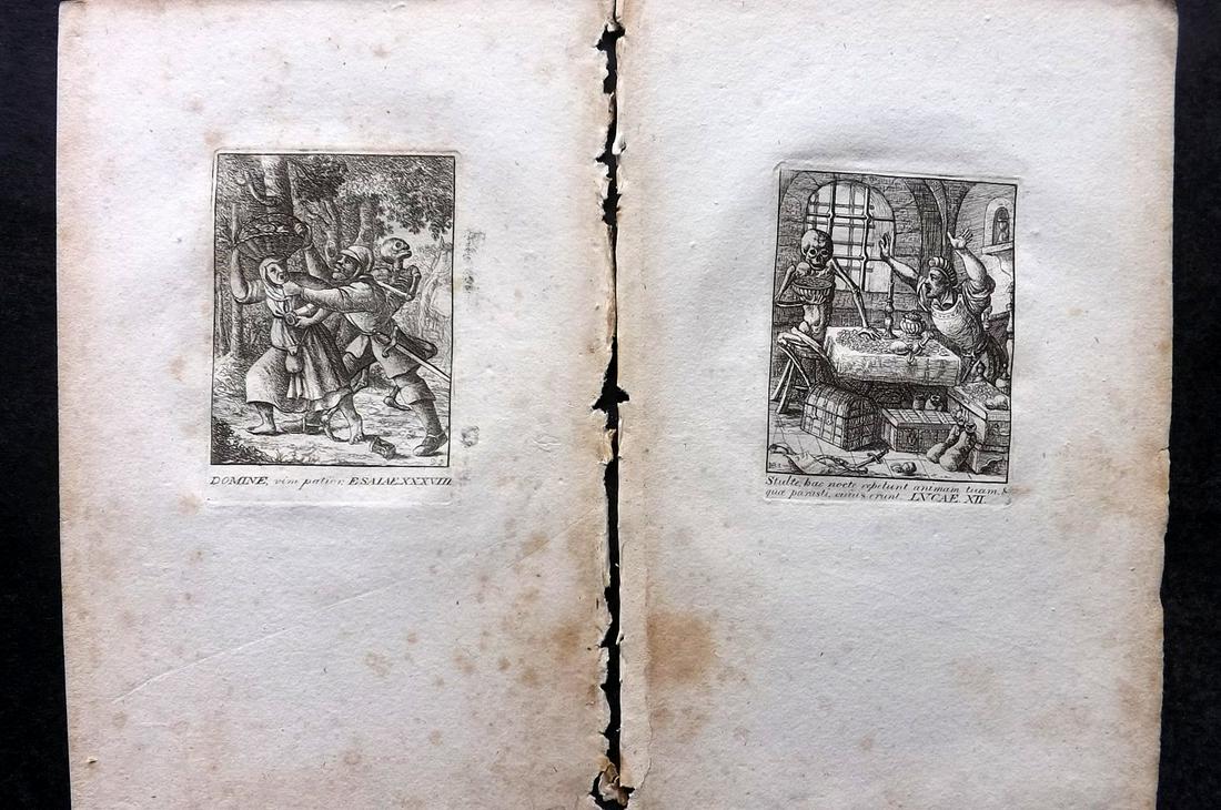 Holbein, Hans 1811 Pair of Dance of Death Prints. Skeleton (1 of 2)
