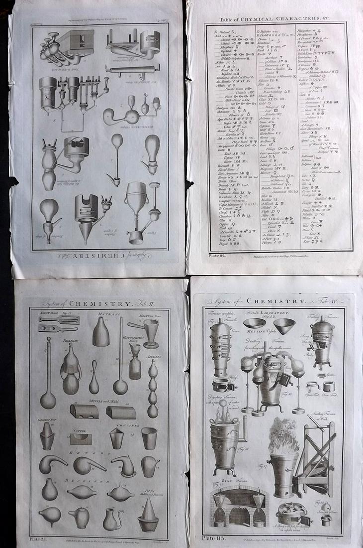 Howard, George C1790 Lot of 4 Folio Prints. Chemistry: Copper Plates Published C1790, London for "The New Royal Cyclopaedia, and Encyclopaedia; Or, Complete Modern and Universal Dictionary of Arts and Sciences" by George Selby Howard. Paper Size: 16 x 10 