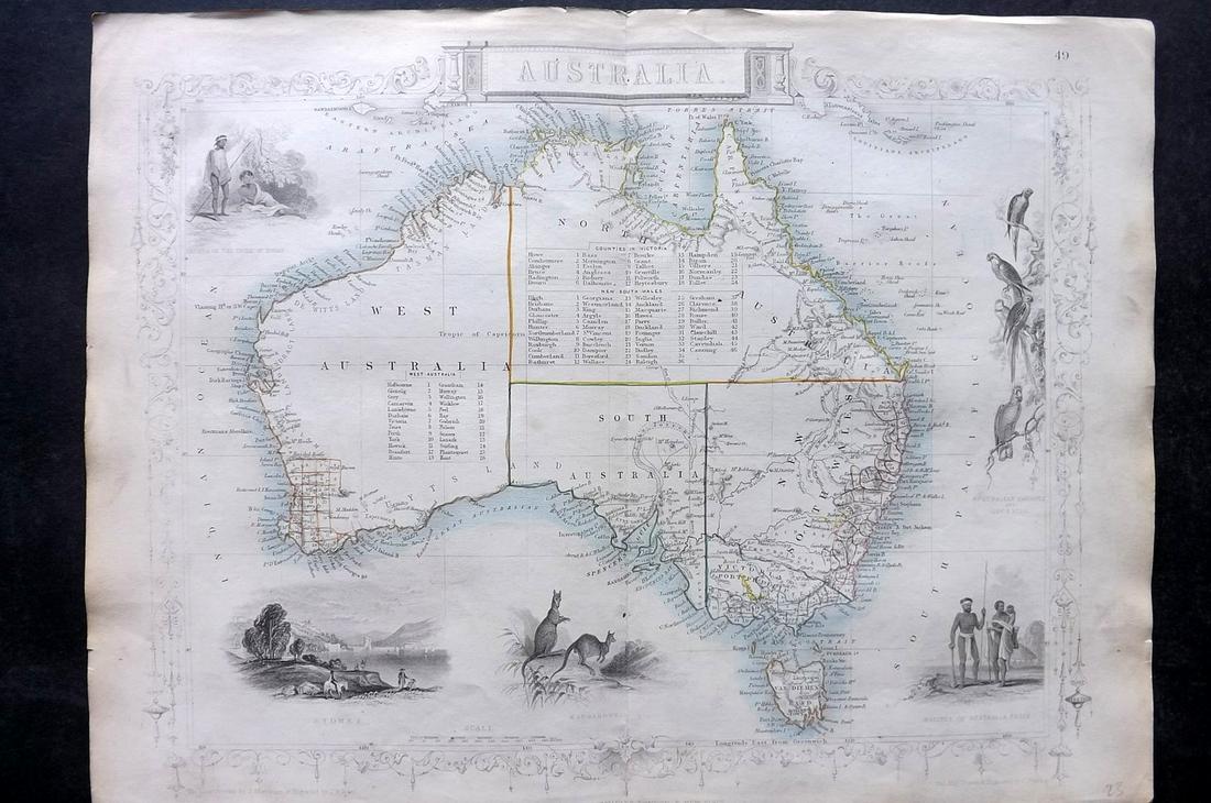 Tallis, John (Pub) 1852 Map. Australia (1 of 2)