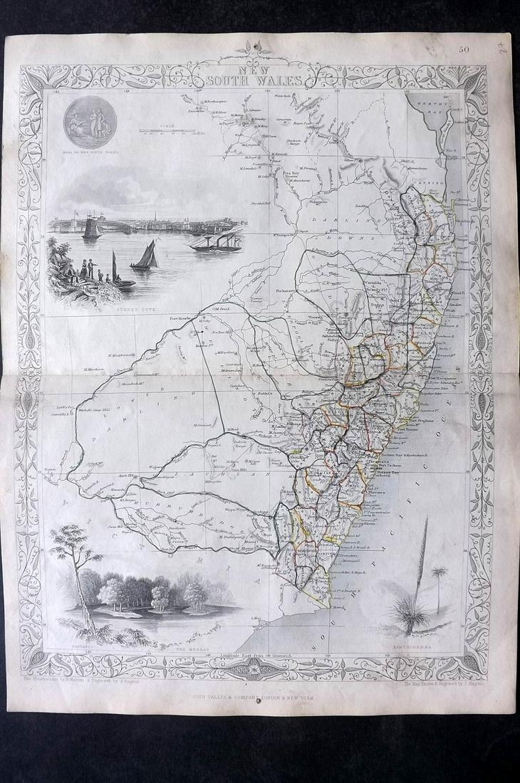 Tallis, John (Pub) 1852 Map. New South Wales, Australia (1 of 2)