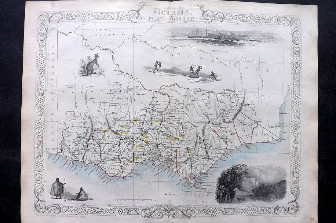 Tallis, John (Pub) 1852 Map. Victoria or Port Philip, Australia (1 of 2)
