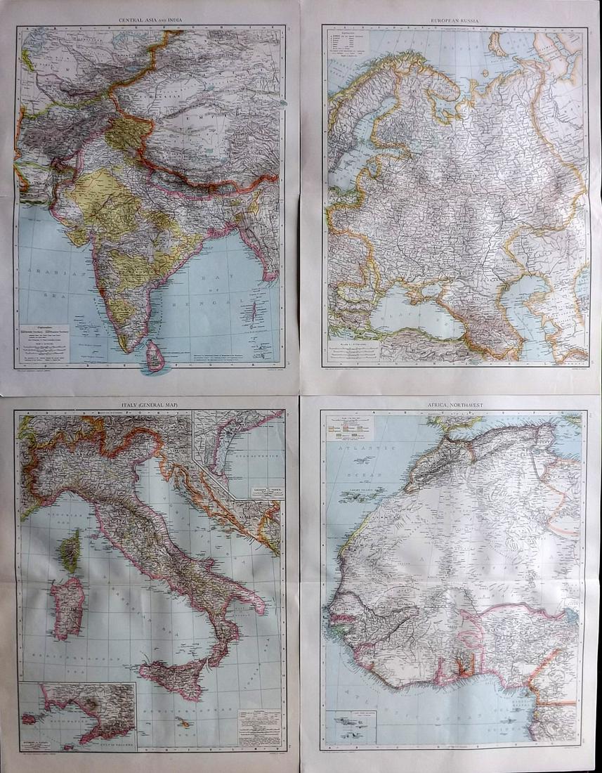 Universal Atlas 1893 Mixed Lot of 4 Large Maps (1 of 2)