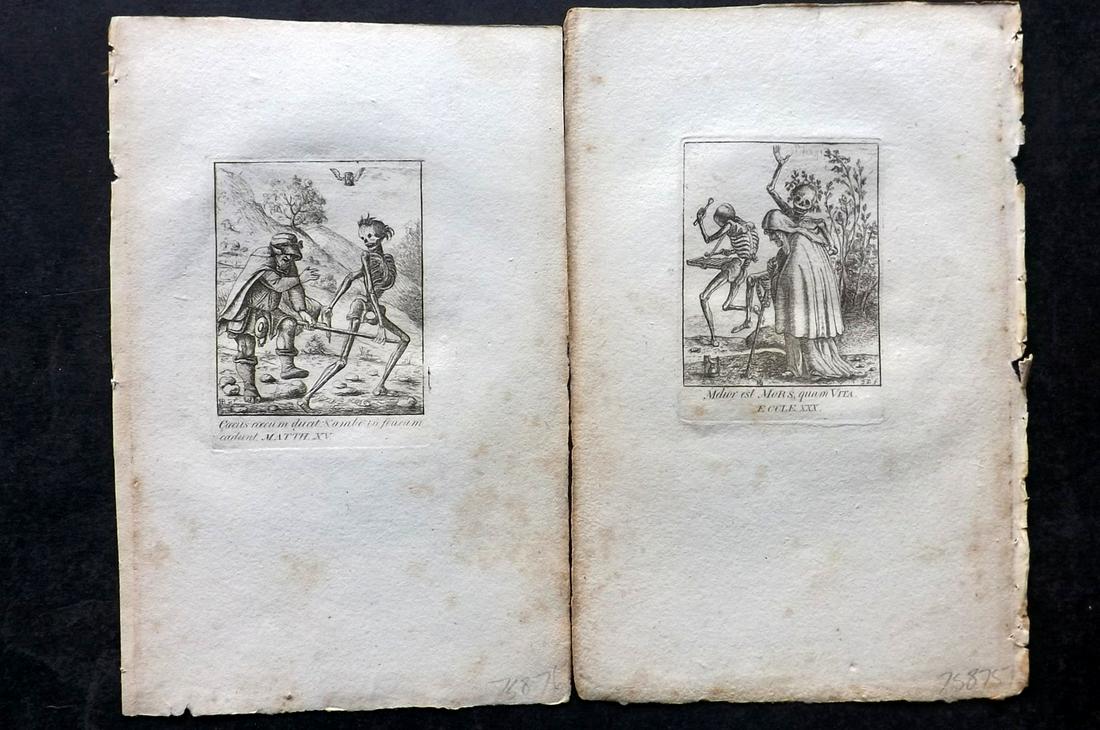 Holbein, Hans 1811 Pair of Dance of Death Prints. Skeleton (1 of 2)