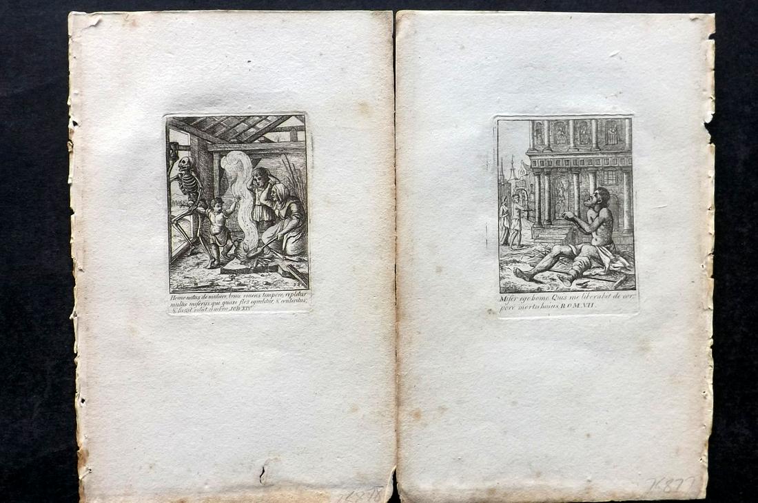 Holbein, Hans 1811 Pair of Dance of Death Prints. Skeleton (1 of 2)