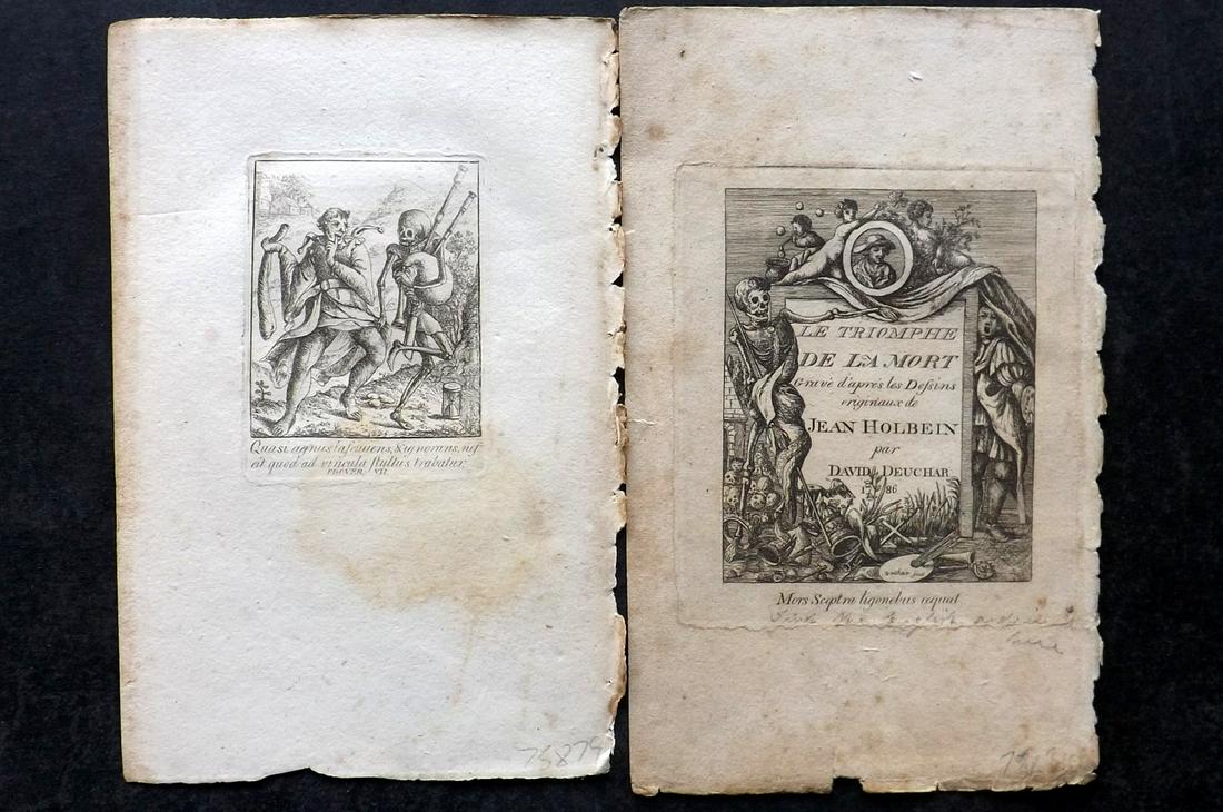 Holbein, Hans 1811 Pair of Dance of Death Prints. Skeleton (1 of 2)