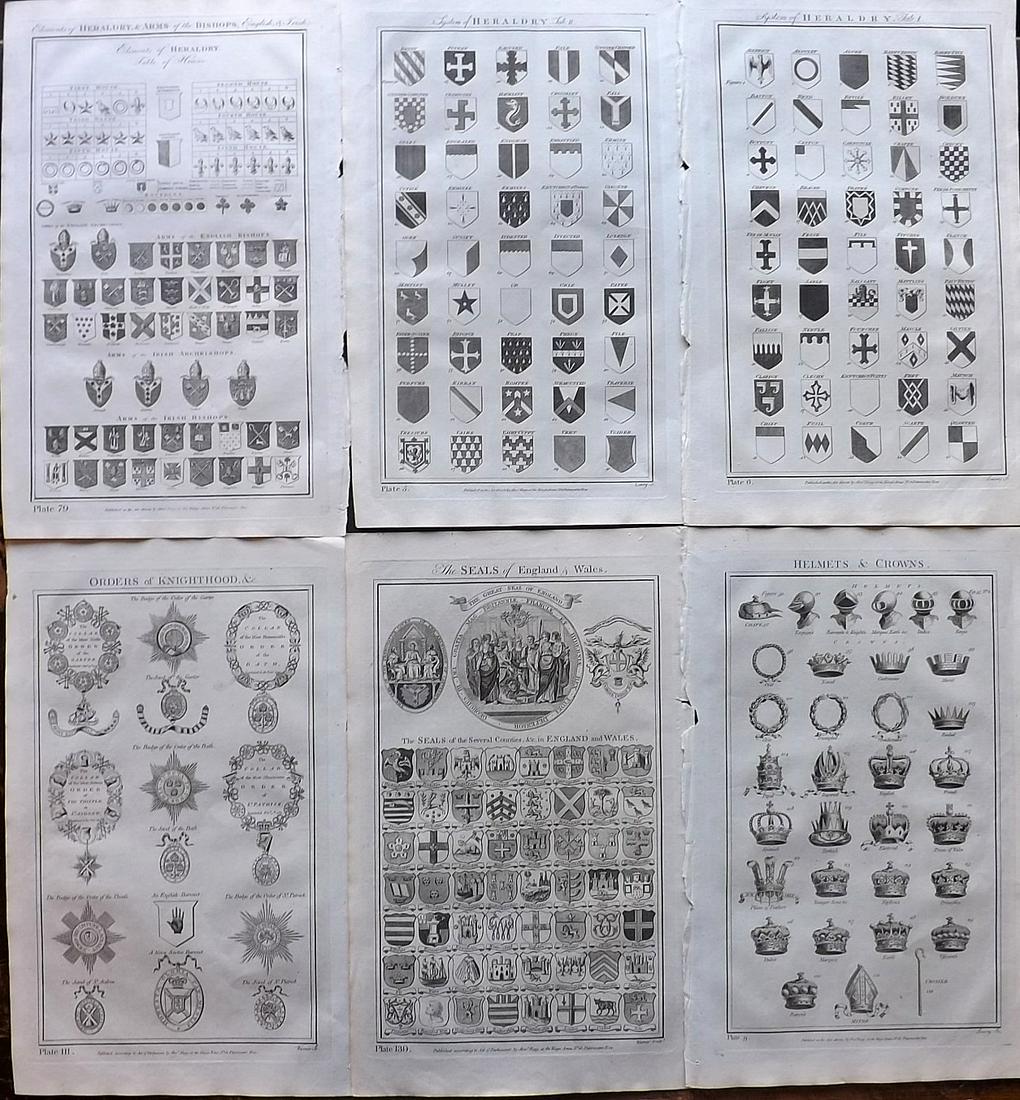 Howard, George C1790 Lot of 6 Folio Heraldry etc Prints (1 of 2)