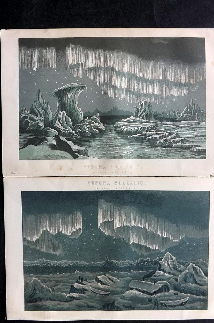 Nat. Ency. 1891 Pair of Prints. Aurora Borealis (1 of 2)