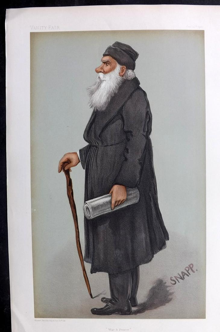 Vanity Fair Print 1901 Leo Tolstoi, Literary: Chromolithograph Published 1869-1914, London for "Vanity Fair" Paper Size: 15 x 10 inch (38 x 25cm) Approx. Good Condition