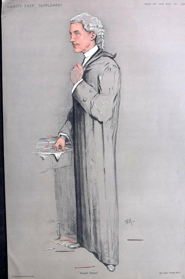 Vanity Fair Print 1911 John Simon, Legal Wigged (1 of 1)