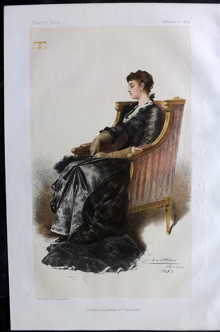 Vanity Fair Print 1883 Gladys, Countess of Lonsdale (1 of 1)