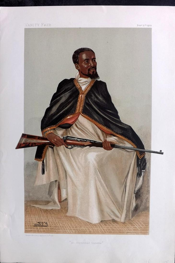 Vanity Fair Print 1903 H. H. Makuanan, Ethiopia: Chromolithograph Published 1869-1914, London for "Vanity Fair" Paper Size: 15 x 10 inch (38 x 25cm) Good Condition