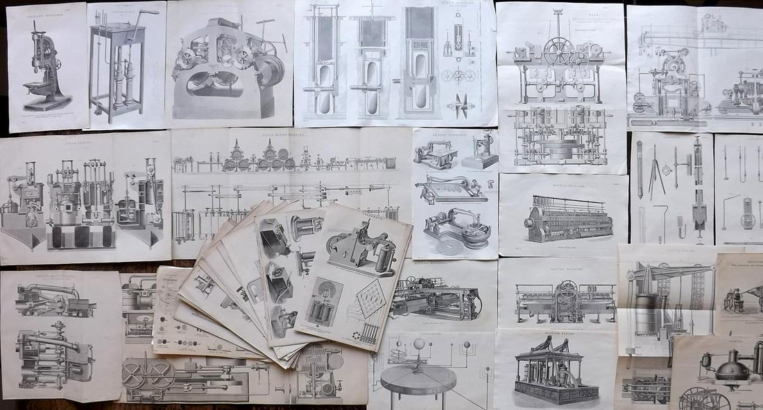 Nat. Encyclo. 1890's Lot of 45 Science & Tech Prints: Woodblocks and/or Steel Engravings Published 1891-1901 by William Mackenzie, London for "The National Encyclopedia: A dictionary of Universal Knowledge" Paper Size: 9.5 x 6 inch (24 x 16cm) Good Condi