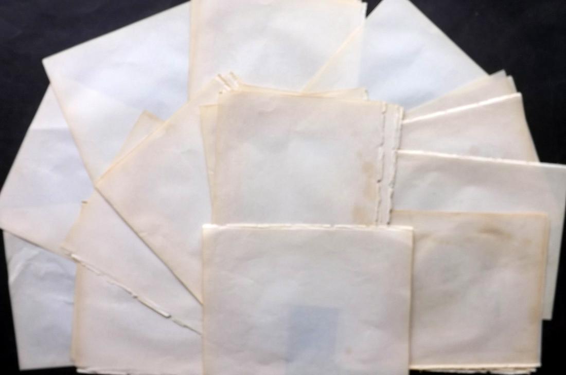 Old Paper, Bookbinding C1865 Lot of 30 Stock Sheets. 4to: Uniform Stock Paper Sheets, British, 4to. Paper Size: 10.5 x 8.5 inch (27 x 22cm) All with light offsetting but generally on one side only. Good Condition