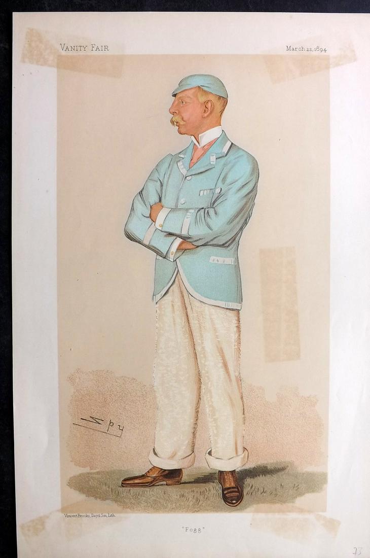 Vanity Fair Print 1894 Charles Thuston Fogg-Elliot, Rowing: Chromolithograph Published 1869-1914, London for "Vanity Fair" Paper Size: 15 x 10 inch (38 x 25cm) Approx. Some tone marks present (tape burn) Otherwise Good Condition