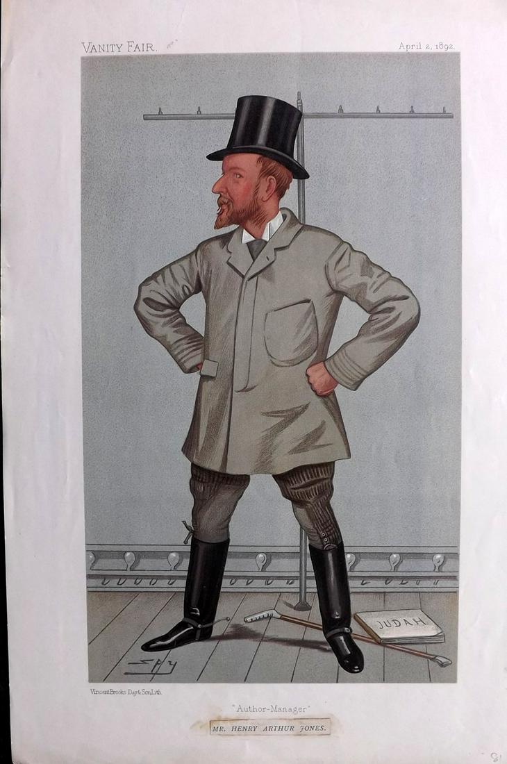 Vanity Fair Print 1892 Henry Arthur Jones, Turf Devotee (1 of 1)