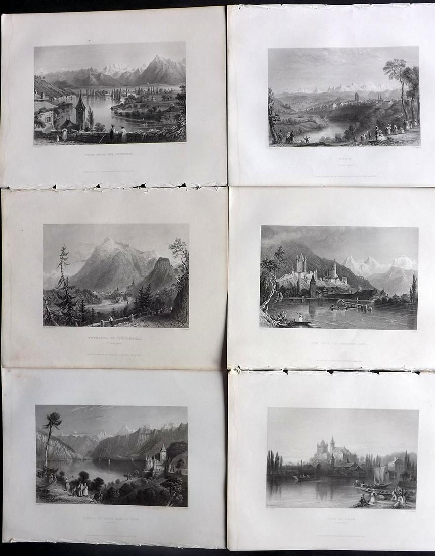 Bartlett, William C1840 Lot of 6 Steel Engraved Views of Switzerland: Steel Engravings Published 1836-C1840 by George Virtue, London for "Switzerland Illustrated..." by William Beattie. Illustrated by William Bartlett. Paper Size: 10.5 x 8 inch (27 x 21cm) Very minor to