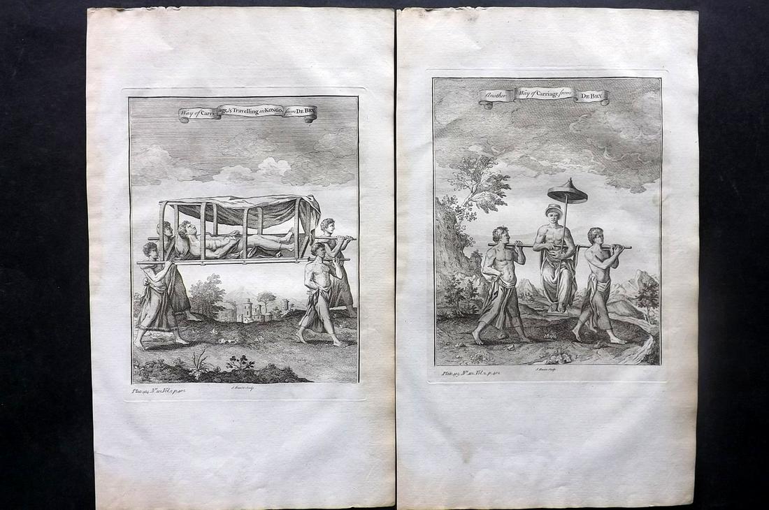 Salmon, Thomas 1753 Pair of Folio Prints. Method of Carrying, Africa (1 of 2)