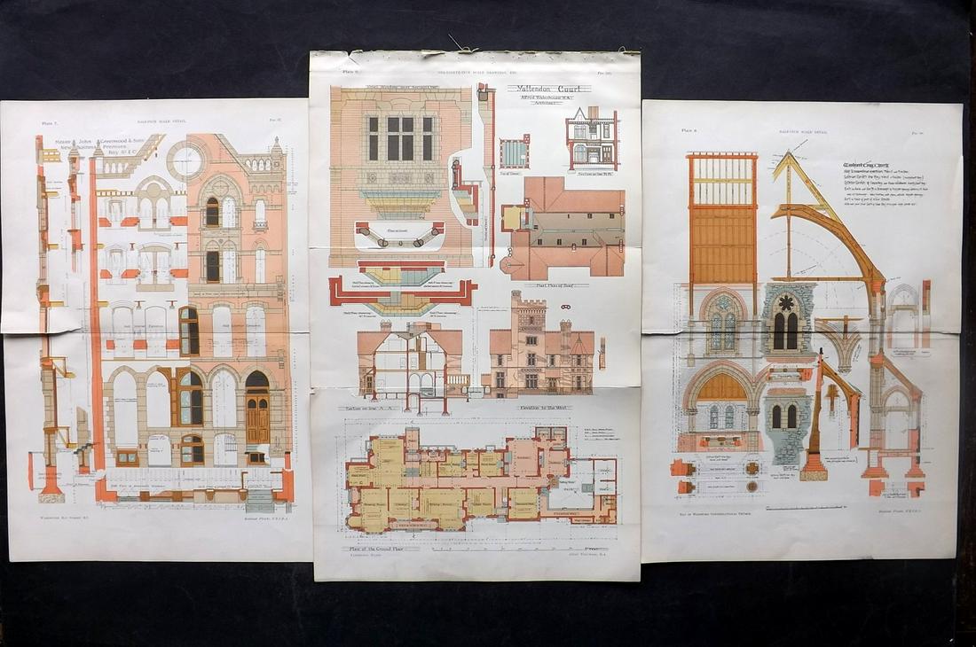 Spiers, Richard 1887 Lot of 3 Folio Architecture Prints, UK (1 of 2)