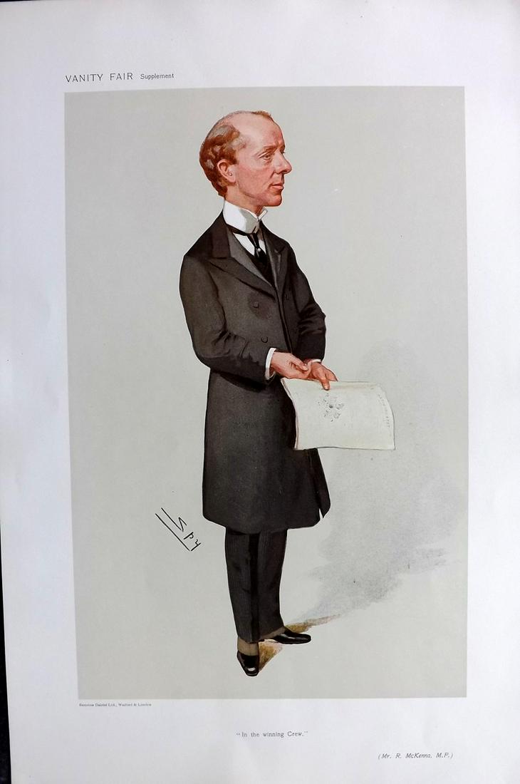 Vanity Fair Print 1906 Reginald McKenna, Rowing Politician: Chromolithograph Published 1869-1914, London for "Vanity Fair" Paper Size: 15 x 10 inch (38 x 25cm) Approx. Good Condition