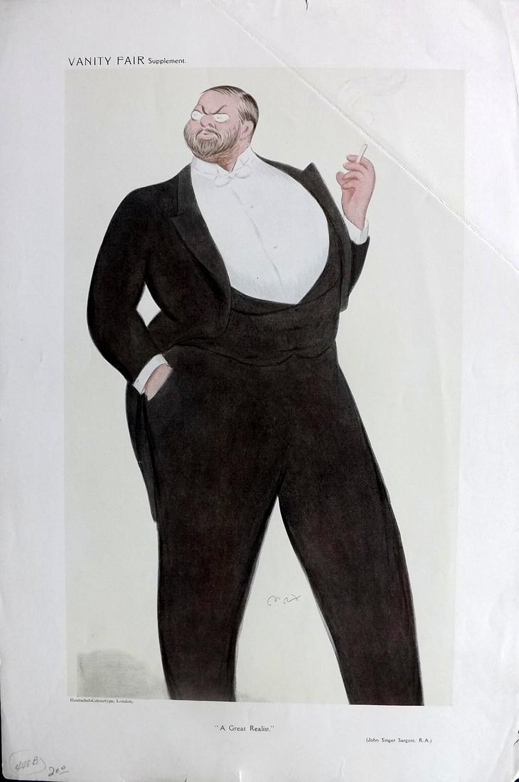 Vanity Fair Print 1909 John Singer Sargent. Beerbohm (1 of 1)