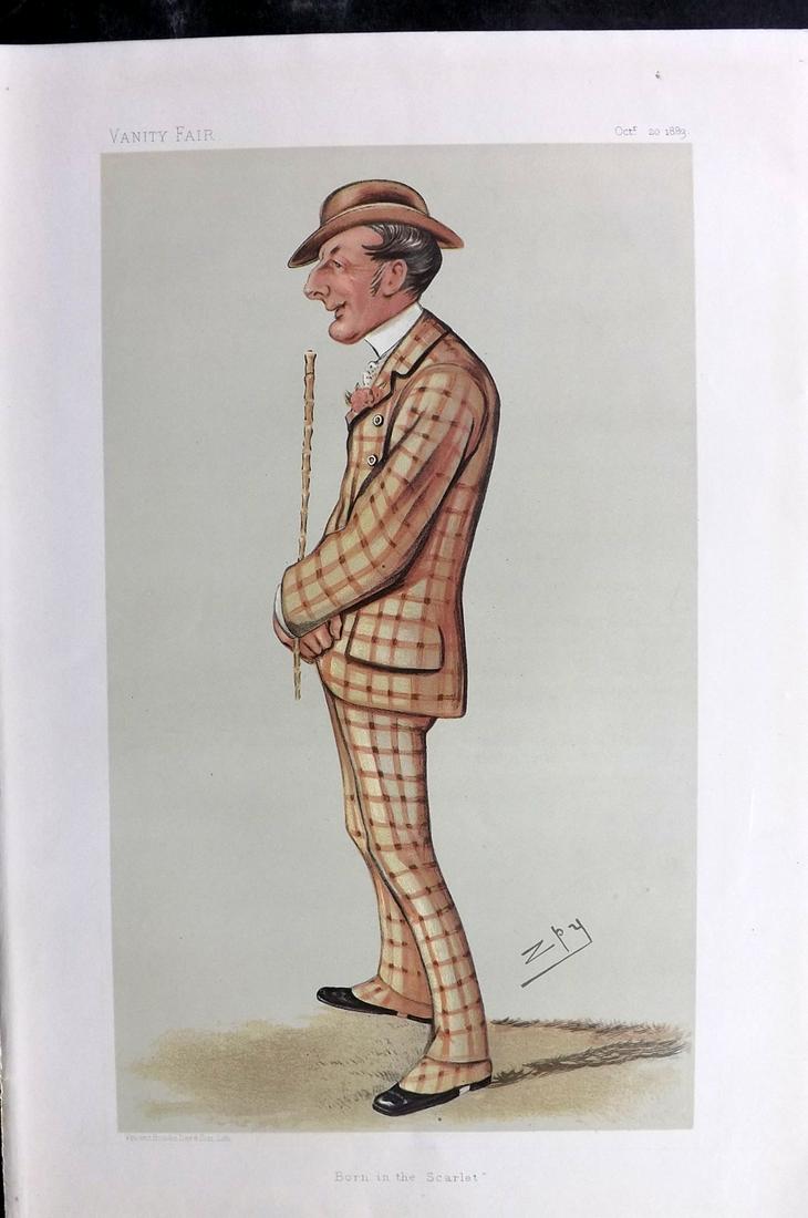 Vanity Fair Print 1883 Henry Reginald Corbet, Turf: Chromolithograph Published 1869-1914, London for "Vanity Fair" With accompanying descriptive biographical text. Paper Size: 15 x 10 inch (38 x 25cm) Approx. Good Condition