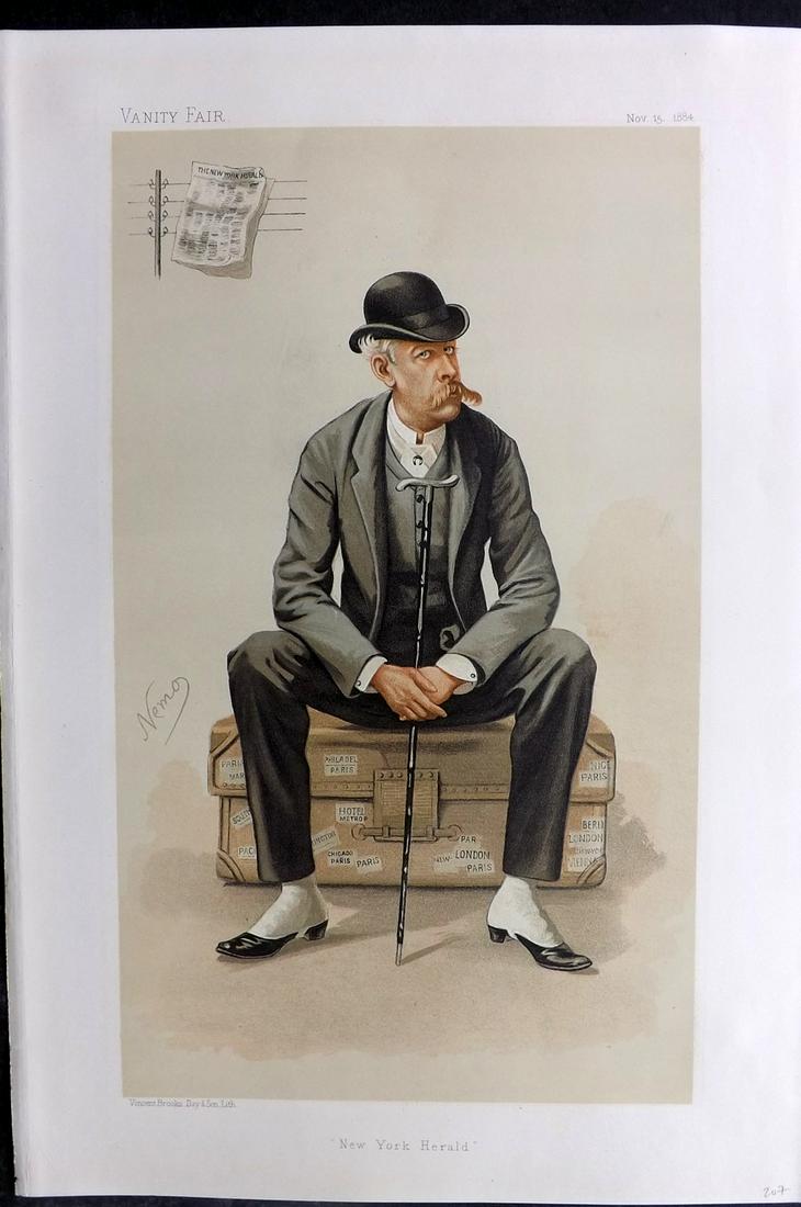 Vanity Fair Print 1884 James Gordon Bennett, New York Herald (1 of 1)