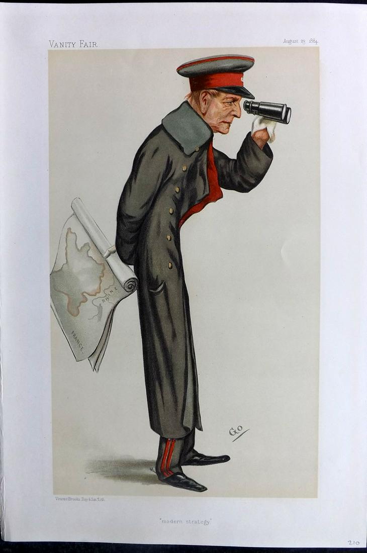 Vanity Fair Print 1884 Field Marshal Count von Moltke, Military: Chromolithograph Published 1869-1914, London for "Vanity Fair" With accompanying descriptive biographical text. Paper Size: 15 x 10 inch (38 x 25cm) Approx. Good Condition