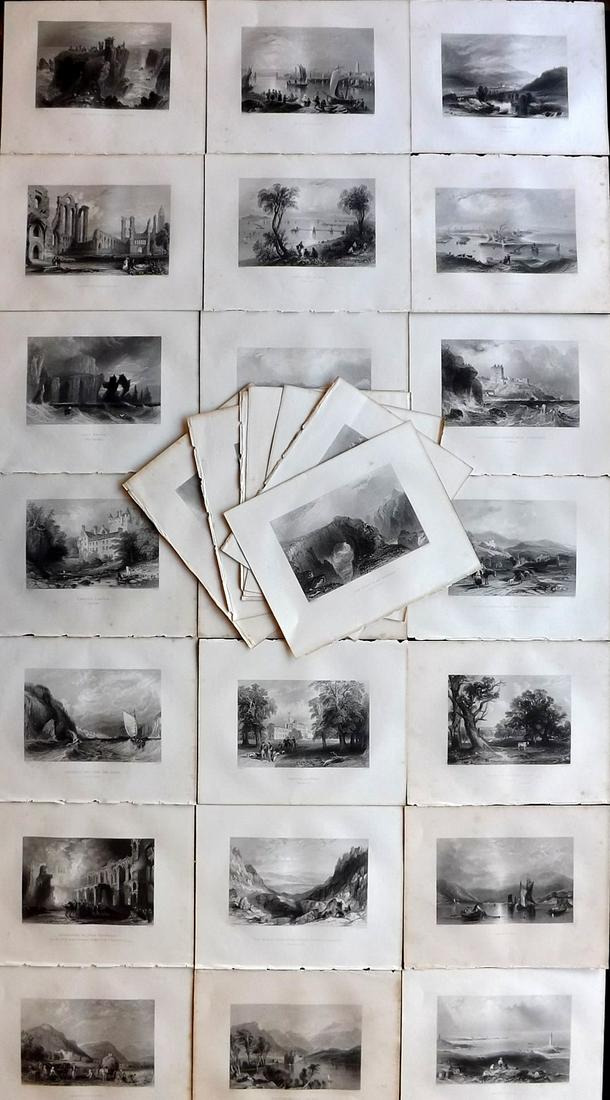 Scotland C1840 Lot of 28 Scottish Views by Allom/Bartlett: Steel Engravings Published C1840, London for "Caledonia Illustratedâ€¦" by William Beattie. Illustrated by William Bartlett, Thomas Allom and others. Paper Size: 10.5 x 8 inch (27 x 21cm) Minor ma