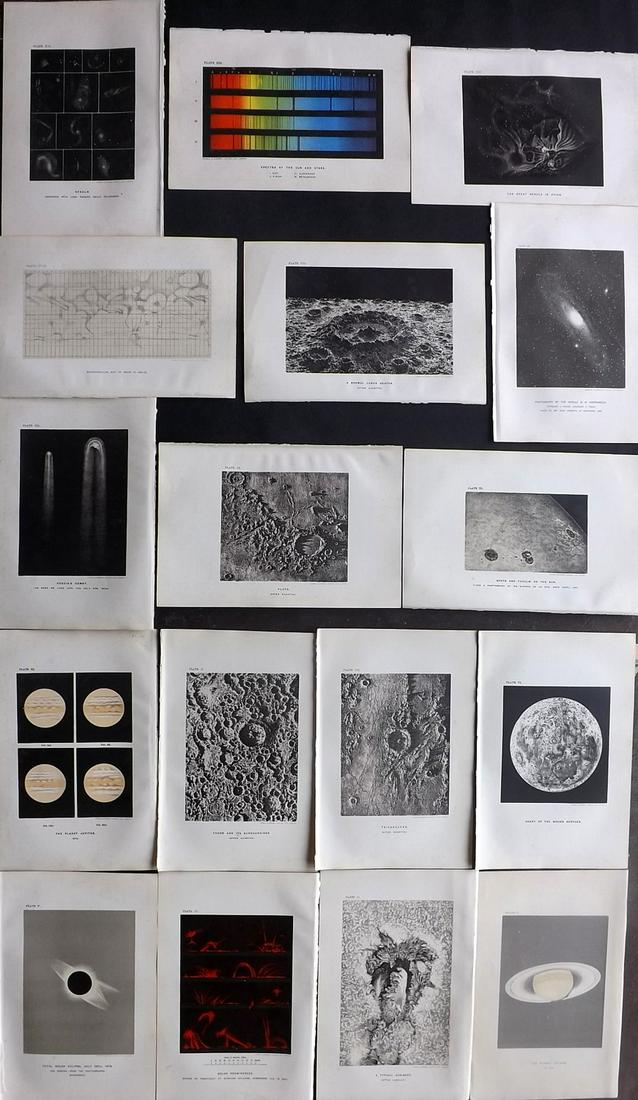 Ball, Robert 1893 Lot 17 Astronomy Prints. Celestial: Lithographs Published 1893, London for "The Story of the Heavens" by Sir Robert Stawell Ball. Paper Size: 9 x 6 inch (23 x 15cm) Minor margin toning in parts. Good condition