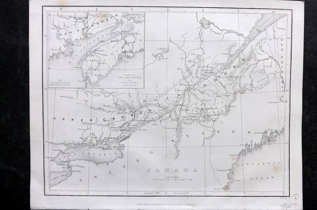 Canada 1842 Map by W. Hughes/Bartlett: Steel Engravinged Map Published 1842 by George Virtue, London for "Canadian Scenery Illustrated..." by Nathaniel P. Willis. Illustrated by William H. Bartlett. Map drawn and engraved by William Hughes