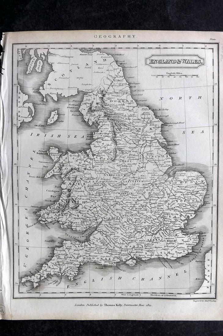 Kelly, Christopher 1836 Antique Map. England & Wales (1 of 2)