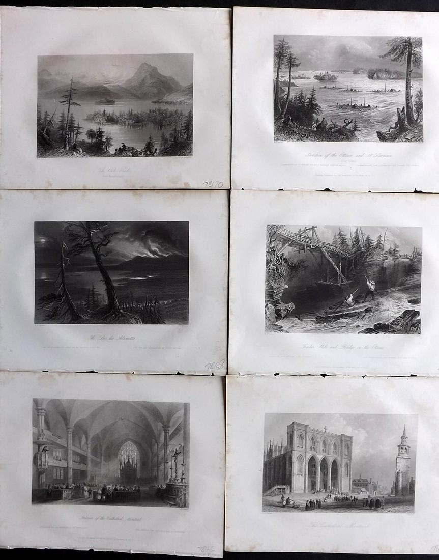 Bartlett Canada 1842 Lot of 6 Steel Engraved Views: Steel Engravings Published 1842 by George Virtue, London for "Canadian Scenery Illustrated..." by Nathaniel P. Willis. Illustrated by William H. Bartlett. Paper Size: 10.5 x 8 inch (27 x 21cm) Minor m