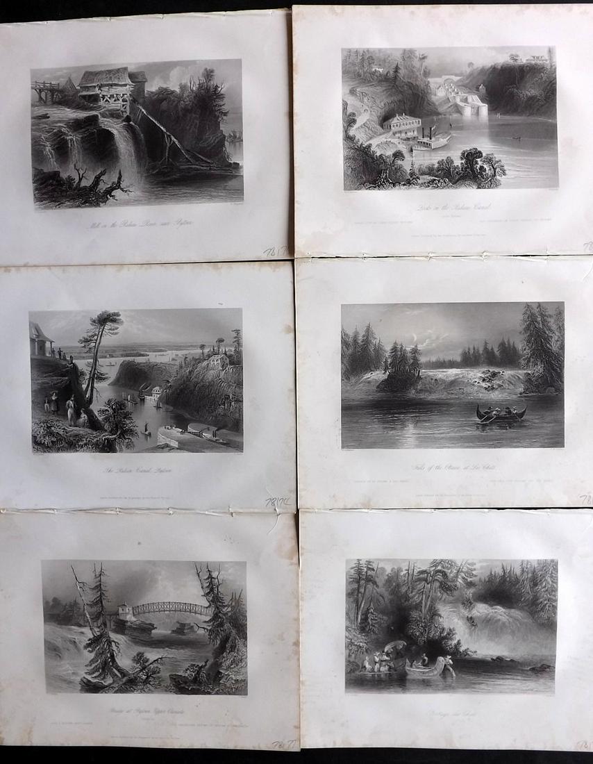Bartlett Canada 1842 Lot of 6 Steel Engraved Views: Steel Engravings Published 1842 by George Virtue, London for "Canadian Scenery Illustrated..." by Nathaniel P. Willis. Illustrated by William H. Bartlett. Paper Size: 10.5 x 8 inch (27 x 21cm) Minor m