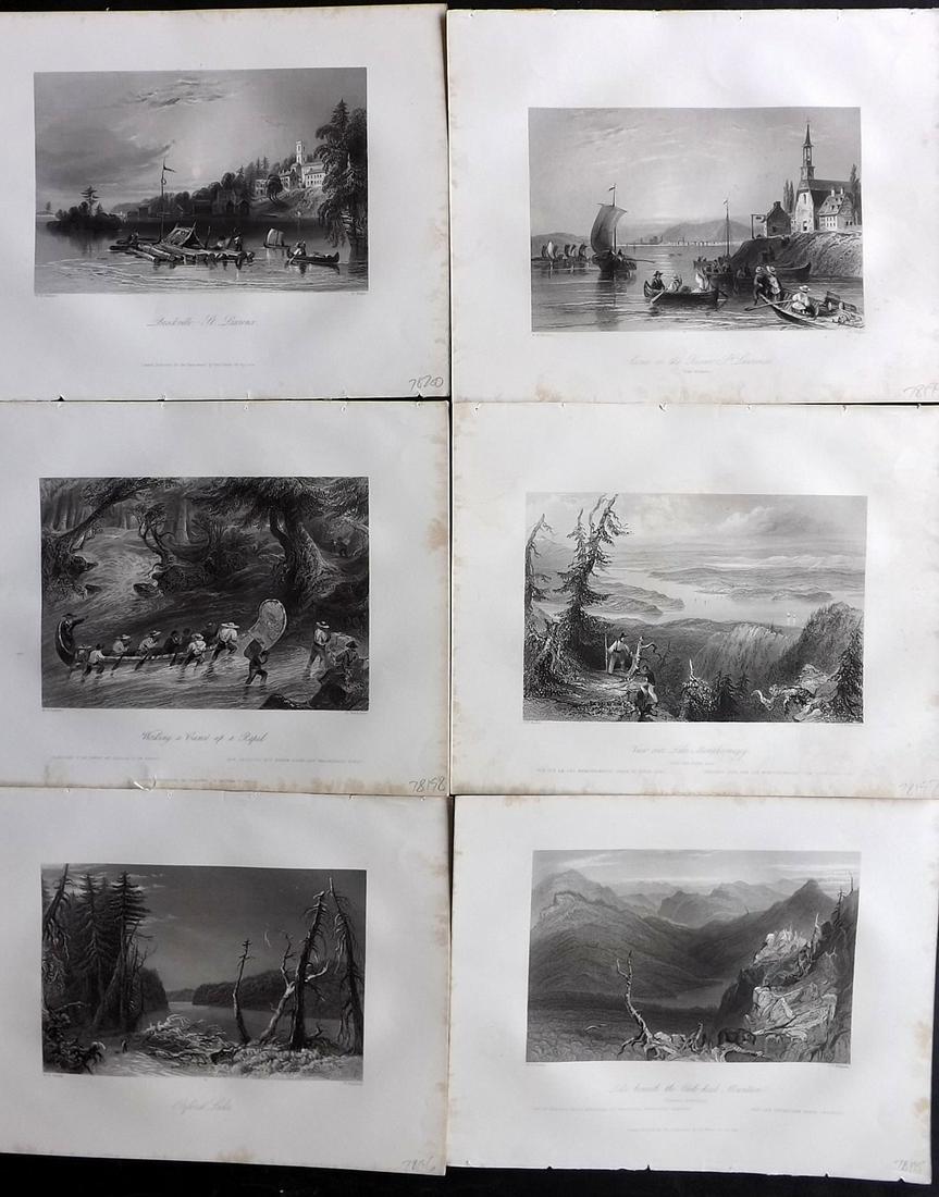 Bartlett Canada 1842 Lot of 6 Steel Engraved Views: Steel Engravings Published 1842 by George Virtue, London for "Canadian Scenery Illustrated..." by Nathaniel P. Willis. Illustrated by William H. Bartlett. Paper Size: 10.5 x 8 inch (27 x 21cm) Minor m