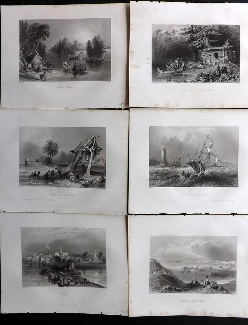 Bartlett Canada 1842 Lot of 6 Steel Engraved Views: Steel Engravings Published 1842 by George Virtue, London for "Canadian Scenery Illustrated..." by Nathaniel P. Willis. Illustrated by William H. Bartlett. Paper Size: 10.5 x 8 inch (27 x 21cm) Minor m