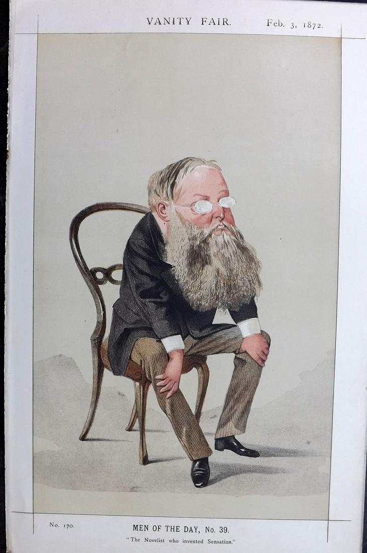 Vanity Fair Print 1872 Wilkie Collins, Literary (1 of 1)