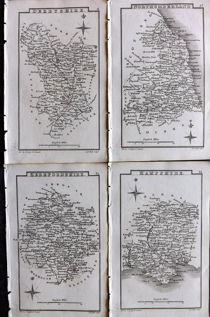 Leigh, Samuel 1826 Lot of 4 British County Maps (1 of 2)