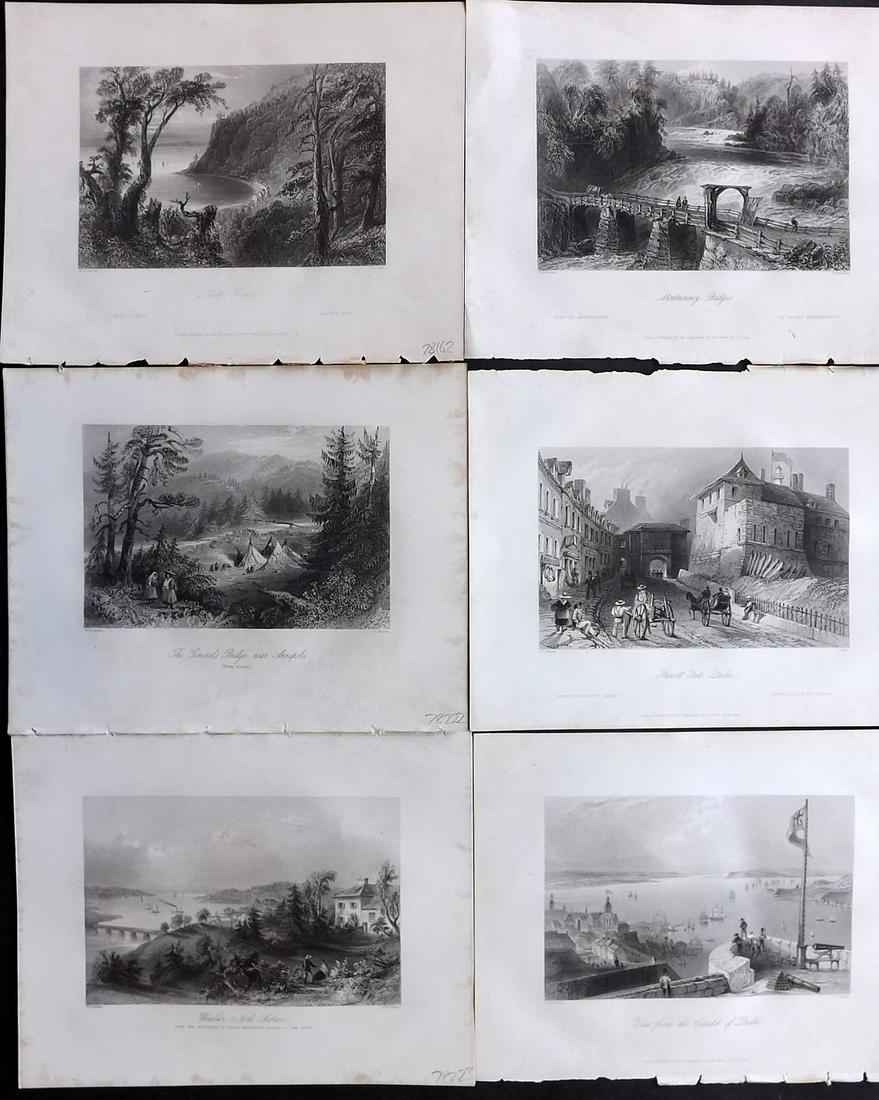 Bartlett Canada 1842 Lot of 6 Steel Engraved Views: Steel Engravings Published 1842 by George Virtue, London for "Canadian Scenery Illustrated..." by Nathaniel P. Willis. Illustrated by William H. Bartlett. Paper Size: 10.5 x 8 inch (27 x 21cm) Minor m