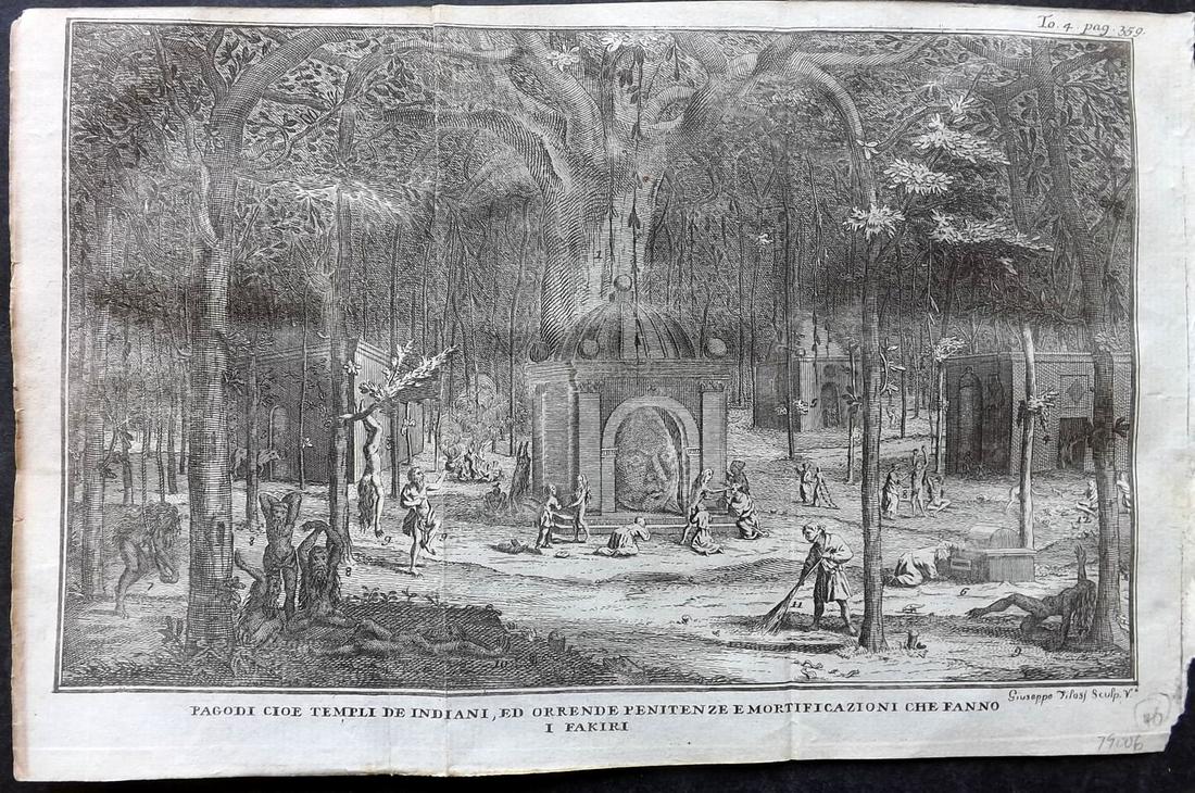 Salmon, Thomas 1743 Print. Fakir Ceremony, India (1 of 2)