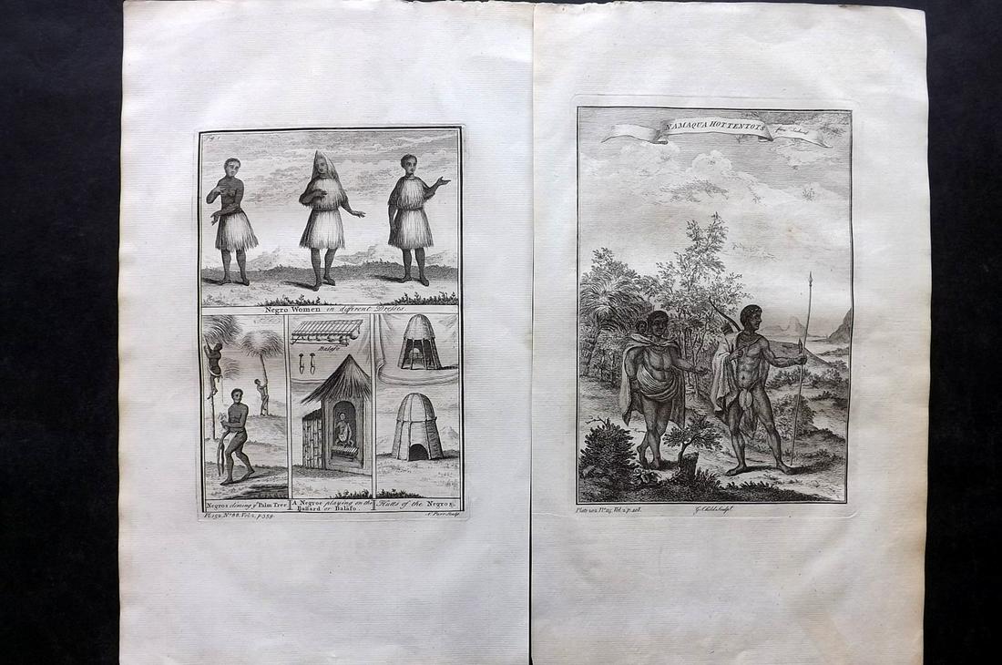 Salmon, Thomas 1753 Pair of Folio Prints. South Africa Hottentots (1 of 2)