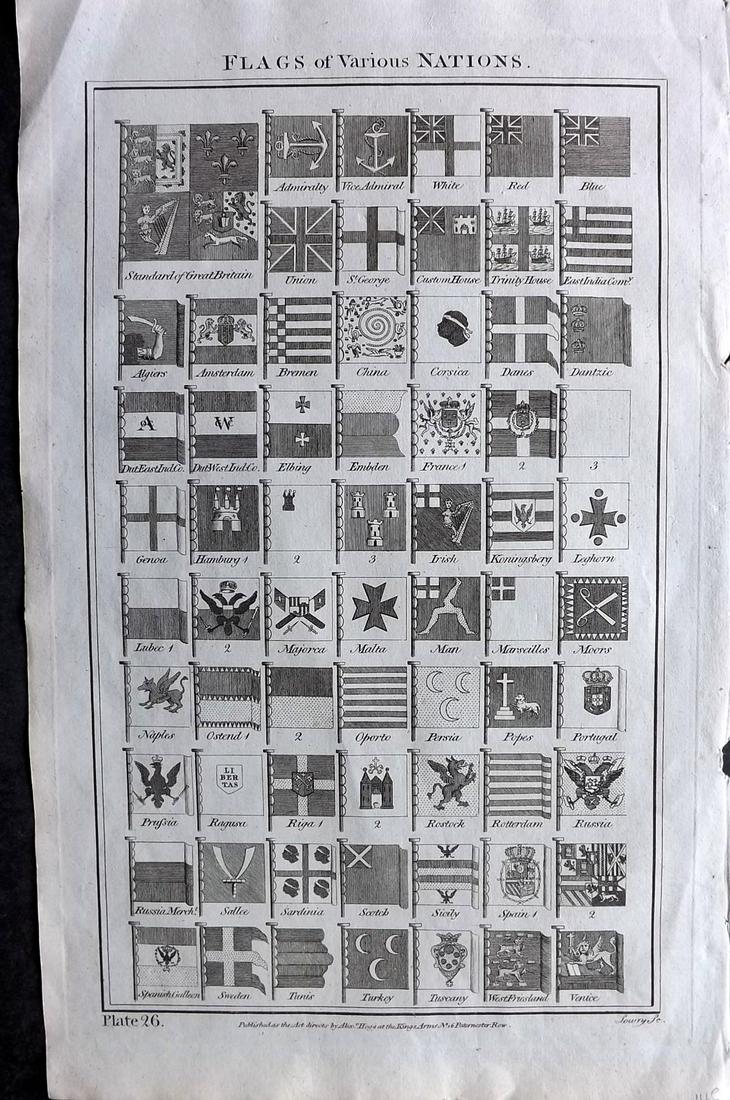 Howard, George C1790 Folio Antique Print. Flags (1 of 2)