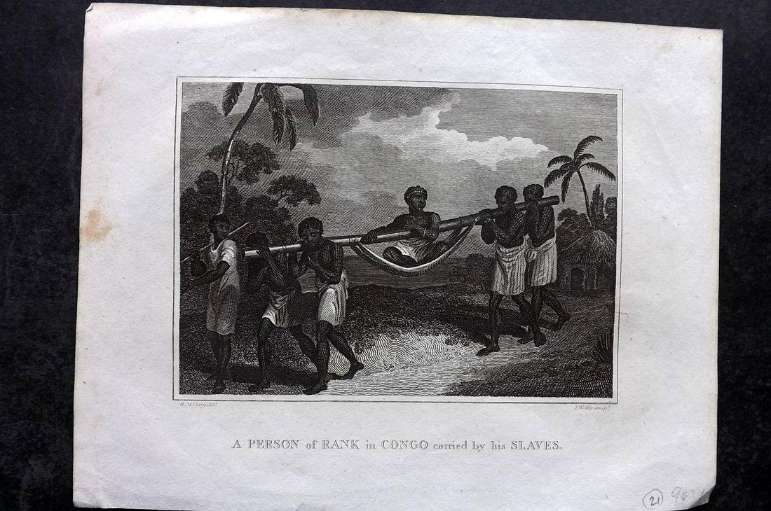 Blomfield, E. 1807 Print. Person of Rank & Slaves Congo (1 of 2)