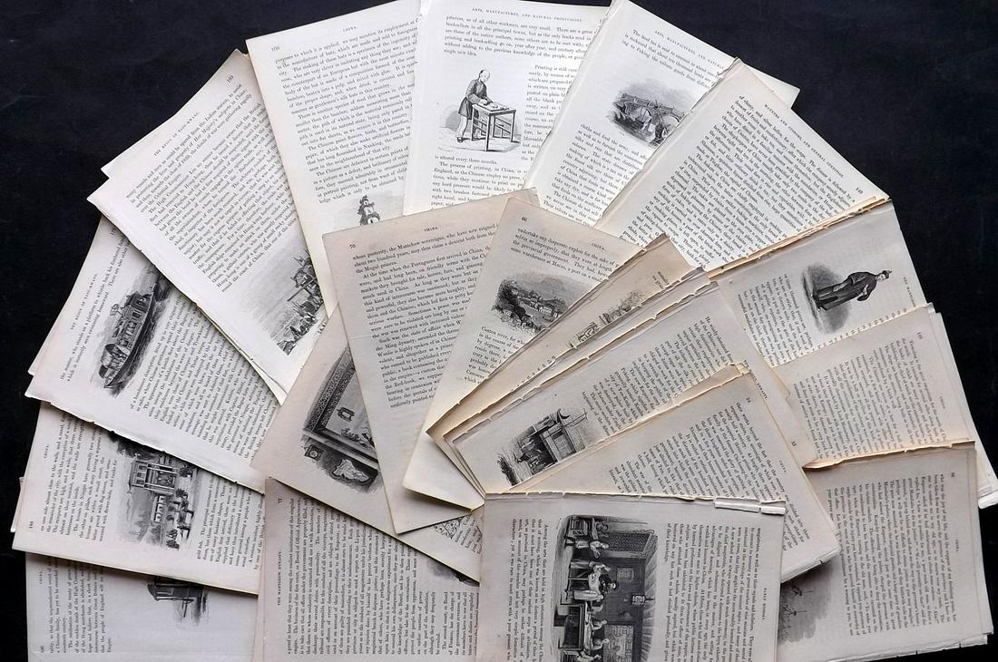 Corner, Julia 1843 Lot of 45 Illustrated Sheets. China (1 of 2)