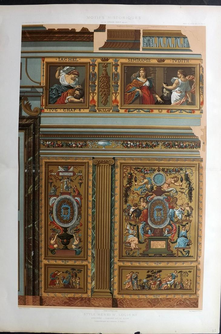 Daly, Cesar 1881 LG Architecture Print. Louis XIII interior 8, 11 (1 of 2)