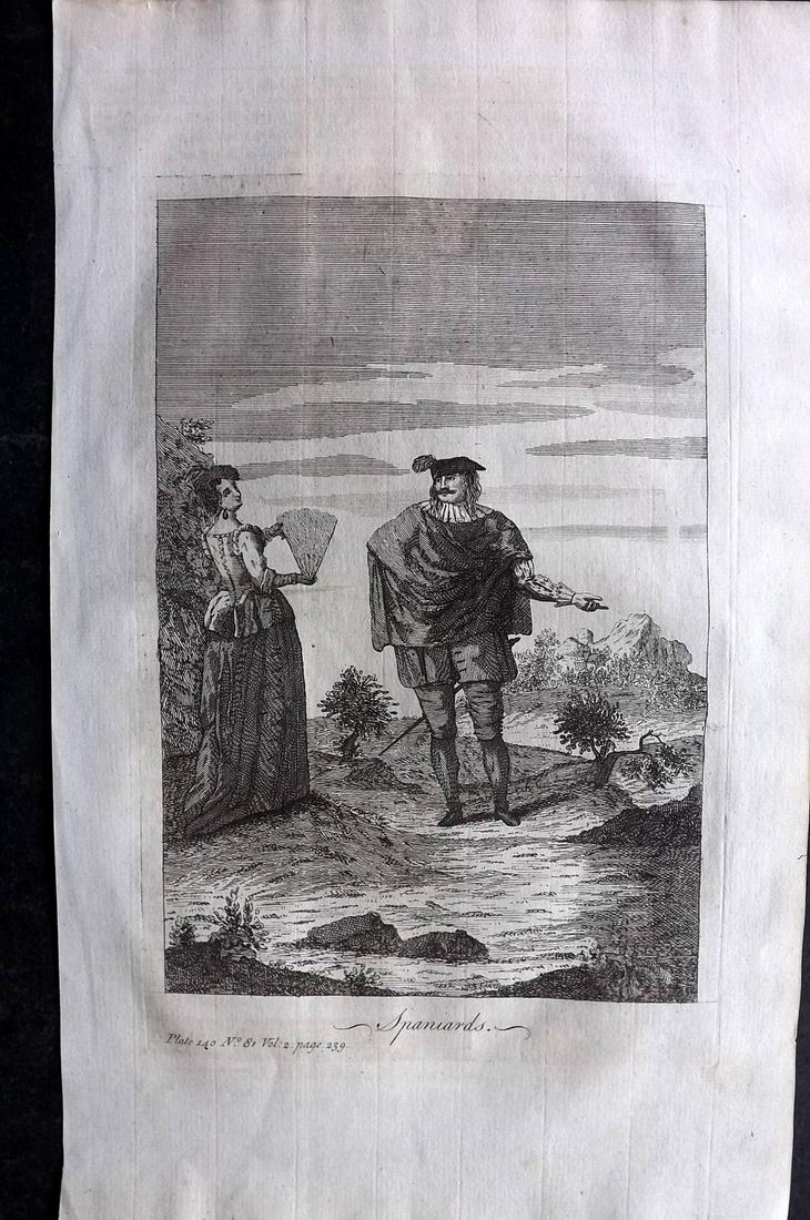 Salmon, Thomas 1753 Folio Print. Spaniards. Spain (1 of 2)