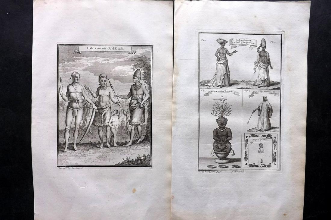 Salmon, Thomas 1753 Pair of Folio Prints. Gold Coast etc Natives. Africa (1 of 2)